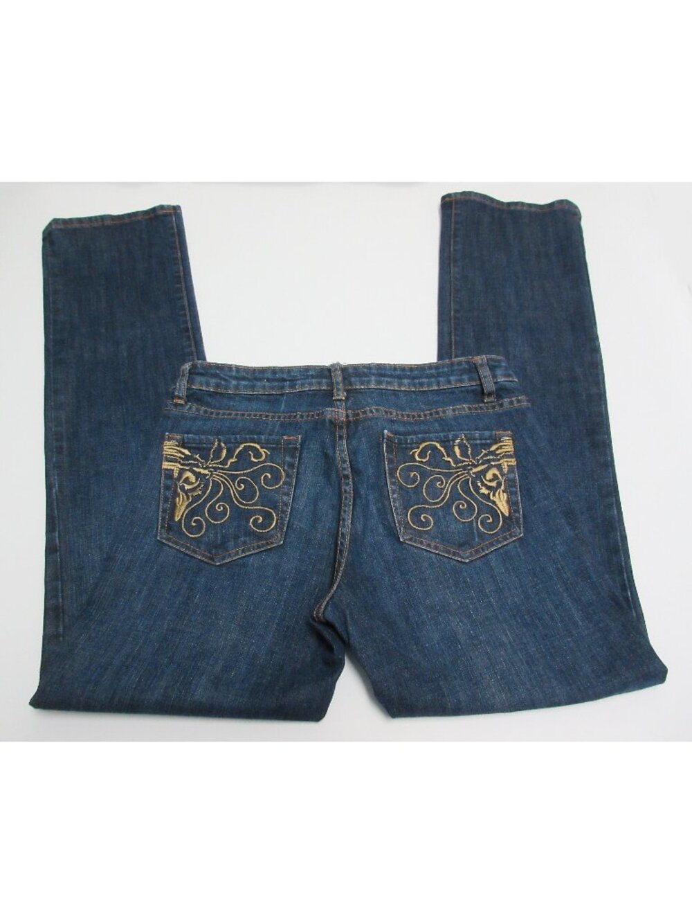Forever 21 Women's Size 30 Straight Leg Jeans Dark Wash Embroidered Pocket